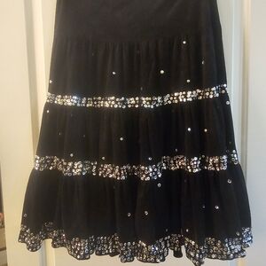 Elegant Black Sequin Skirt